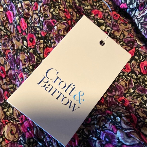 Croft & Barrow pink and Black Puff Sleeve Blouse - Picture 5 of 6